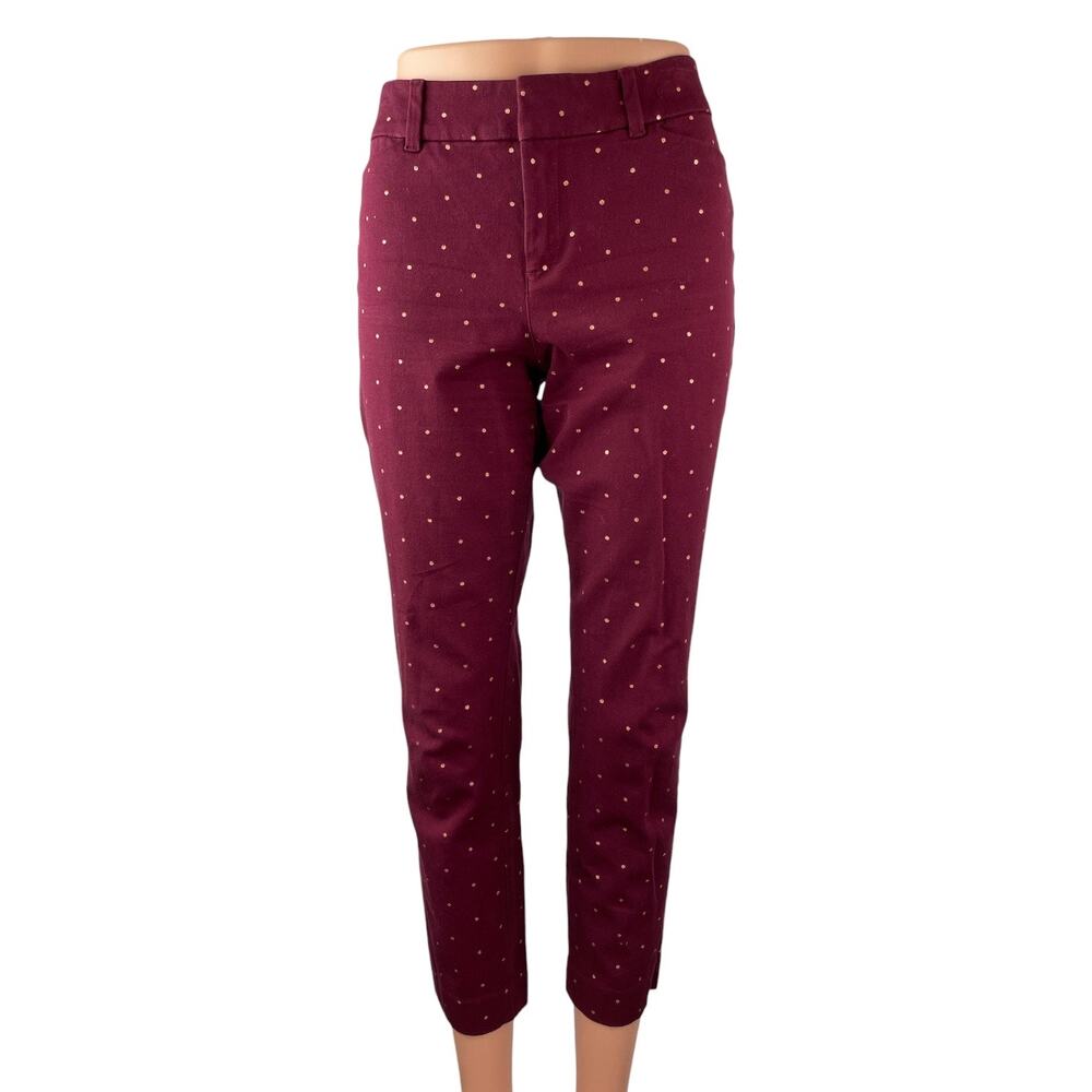 Old Navy Pixie Red Polka Dot High Rise Skinny Tapered Ankle Trousers Pants Sz 6